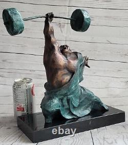 Solide en Bronze Sculpture Haltérophilie Trophée Mr OLYMPIA Statue Art Déco Milo