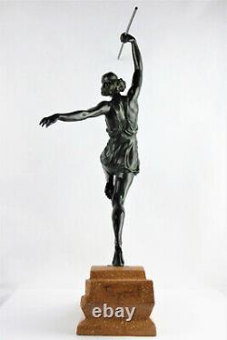 Statue Amazone au javelot de Pierre Le Faguay, Fayral 1930 Bronze Art-déco