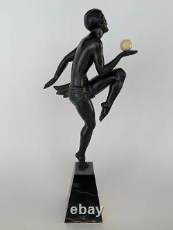 Statue Art Deco France Regule Fonte D Art Danseuse Boule Marbre Porteur E728