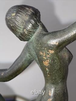 Statue Bronze Art Déco Femme Nue Danseuse Marbre