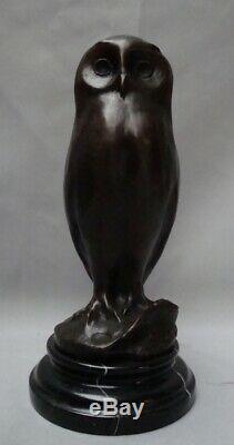 Statue Chouette Hibou Oiseau Animalier Style Art Deco Bronze massif Signe