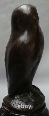 Statue Chouette Hibou Oiseau Animalier Style Art Deco Bronze massif Signe