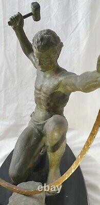 Statue HERVOR fonte d'art patine bronze ART DÉCO FORGERON sculpture