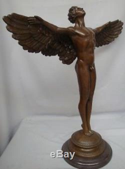 Statue Icare Ange Nu Style Art Deco Style Art Nouveau Bronze massif Signe