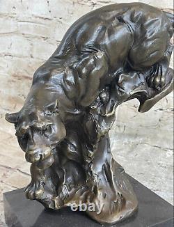 Statue Sculpture Cougar Faune Art Déco Style Art Nouveau Style Bronze