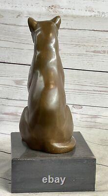 Statue Sculpture Cougar Faune Art Déco Style Art Nouveau Style Bronze Signée