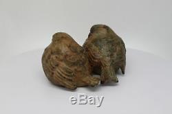 Statue Sculpture Couple de moineau Oiseau Animalier Style Art Deco Bronze massif