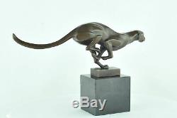 Statue Sculpture Guepard Animalier Style Art Deco Bronze massif Signe