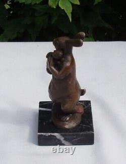 Statue Sculpture Lapin Lievre Animalier Style Art Deco Style Art Nouveau Bronze