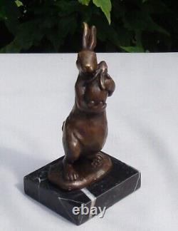 Statue Sculpture Lapin Lievre Animalier Style Art Deco Style Art Nouveau Bronze