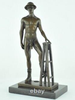Statue Sculpture Nu Athlete Sexy Style Art Deco Style Art Nouveau Bronze massif