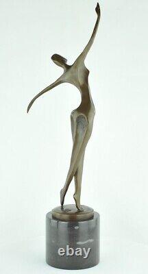 Statue Sculpture Nue Danseuse Acrobate Style Moderne Style Art Deco Bronze massi