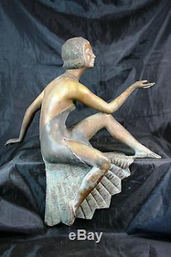 Statue bronze art déco sculpture jeune femme 1930's