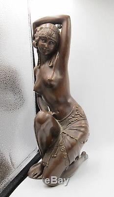 Statue en bronze femme nue style art deco nouveau signée