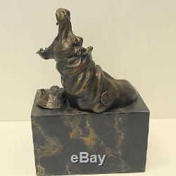Statue hippopotame Animalier Style Art Deco Style Art Nouveau Bronze Signe