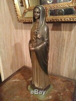 Statuette Vierge en Bronze signée Jean LORMIER Art Déco