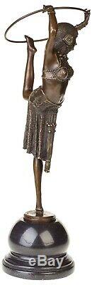 Statuette de danseuse avec cerceau style Art déco bronze 54 cm