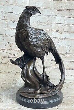 Style Art Nouveau Statue Sculpture Faisan Oiseau Faune Déco Bronze