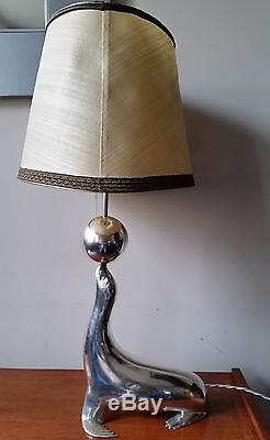 Superbe Lampe Otarie Bronze Argenté Art Deco / Almazan Sarreid Spain