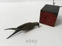 Superbe Oiseau Sur Branche En Bronze Sur Socle Marbre Art Deco 1920 1930