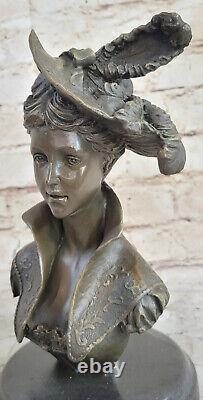 Superbe Rare Art Déco Nouveau Iris Bronze Buste Gerome Sculpture