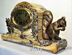 Superbe garniture pendule Art Déco marbre clock spelter bronze