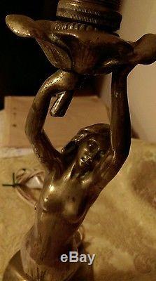 Superbe lampe statue sculpture bronze art déco femme art nouveau de FIRMIN BATE