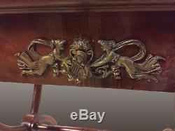 Table à ouvrage acajou bronzes dorés style Empire piétement curule