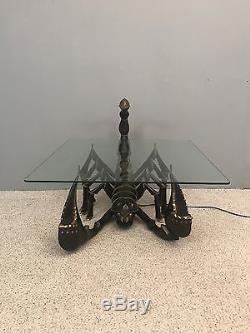 Table basse dlg de Jacques DUVAL BRASSEUR en bronze et verre 1960