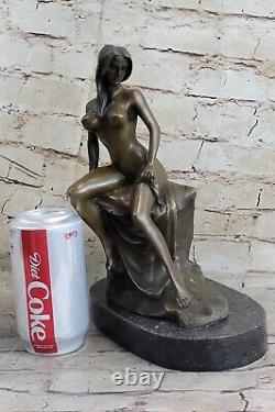 Très Érotique Nu Fille Bronze Sculpture Statue Figurine Art Déco
