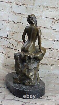 Très Érotique Nu Fille Bronze Sculpture Statue Figurine Art Déco