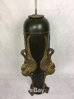 Tres Grand Vase De 1 Metre De Haut Monté En Lampe Signé Fleurey En Bronze
