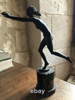 Très belle sculpture Bronze patiné Stephan Dakon danseuse Art Déco Années 20