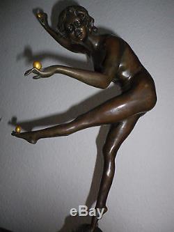 Um1925CLAIRE J. R. COLINET(1890-1940), la longleuse art deco Bronzeguss-Skulptur
