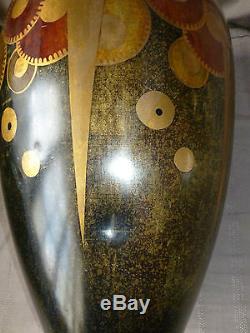 Vase Dinanderie Art Déco Signé Poinçon Dragon Inscrit Bronze