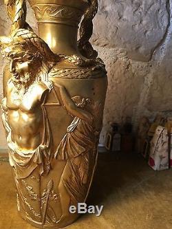 Vase En Bronze Art Deco Mythologie Romaine Dieu Priape Splendide