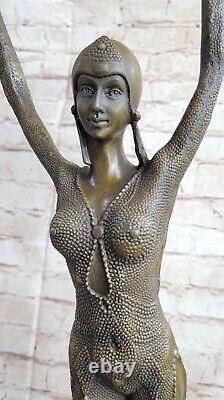 Véritable Bronze Art Déco Femme Danseuse Statue Érotique Nu Sculpture Étoile