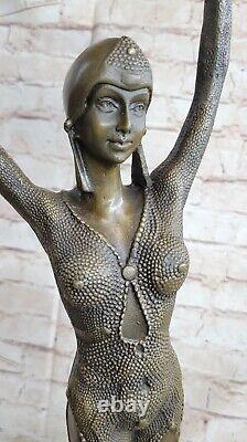 Véritable Bronze Art Déco Femme Danseuse Statue Érotique Nu Sculpture Étoile