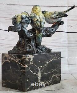 Véritable Bronze Art Déco Love Oiseaux Collector Édition Marbre Statue Figurine