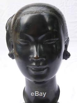 Vietnam BRONZE Buste femme laotienne Laos 1940 Indochine Bien Hoa Art Deco