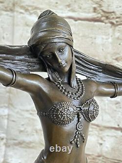 Vintage Art Déco Détaillé Bronze Demetre Chiparus Femme Danseuse Vieux Parlor