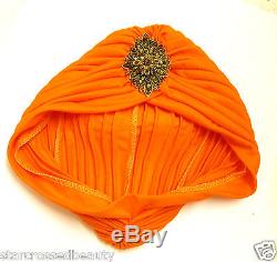 Vintage Art Deco Turban Headpiece Orange Bronze 1920s 30s Flapper 40s Gold M37