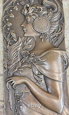 Vintage Signé Bronze Art Déco Relief Fabriqué En Espagne Award Trophy Collecteur