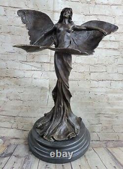 Western Chair Bronze Marbre Fairy Nymphe Ange Statue Art Déco Sculpture Figurine