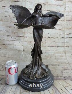 Western Chair Bronze Marbre Fairy Nymphe Ange Statue Art Déco Sculpture Figurine