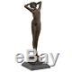 Éveil bronze sculpture nue femme nue sur la pointe des pieds Art Déco